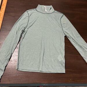Madewell Light Sage Green Mock Neck Long Sleeve Tee